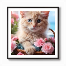 Kitten In A Basket Art Print