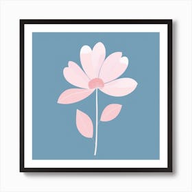 A White And Pink Flower In Minimalist Style Square Composition 447 Art Print