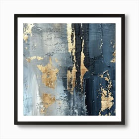 Gold And Blue Abstract Painting 11 Art Print