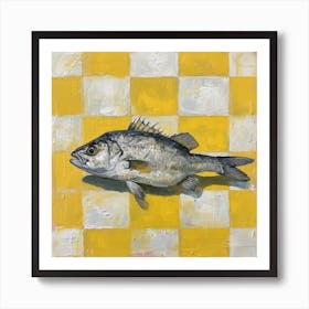 Fish Yellow Checkerboard 1 Art Print