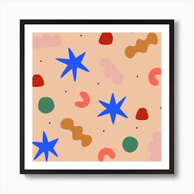 Apricot Stars Square Art Print