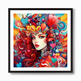 Queen Of Hearts, Psychedelic, Colorful Wonderland Style PT.2 Art Print