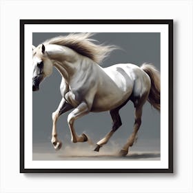 White Horse Galloping Art Print