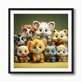 Group Of Cartoon Animals Art Print