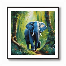 Elephant In The Forest 2 Art Print