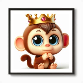 Cute Monkey With A Crown 2 Art Print