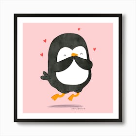Cute Penguin in love Art Print