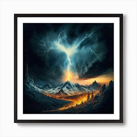 Impressive Lightning Strikes In A Strong Storm 3 Art Print