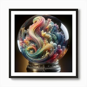 Crystal Ball Colorful Water Moving Inside It Art Print