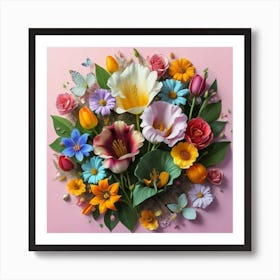 Watercolor paper flowers 6 Art Print