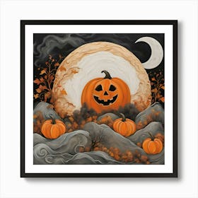 Abstract Halloween Night Art Print