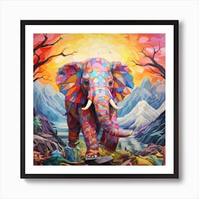 Elephant In The Mountains Art Print