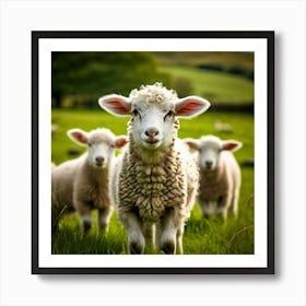 Nature Wool Farm Animal Herd Countryside Grass Sheep Mammal Green Landscape Farming Meado (4) Art Print