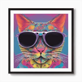 Cat, New Poster For Ray Ban Speed, In The Style Of Psychedelic Figuration, Eiko Ojala, Ian Davenport (1) 1 Art Print