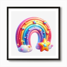 Rainbow With Stars Art Print