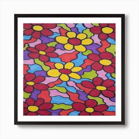 Psychedelic Flowers 1 Art Print