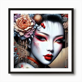 Japan Traditional Geisha Illustration By Ad 70 Art Print