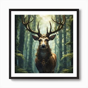 Deer In The Forest 57 Art Print