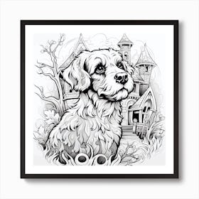 Dog In A Castle 2 Art Print