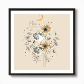 Minimalist Boho Celestial Moon 6 Art Print