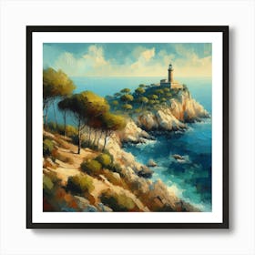 Lighthouse On The Cliff 1 Art Print