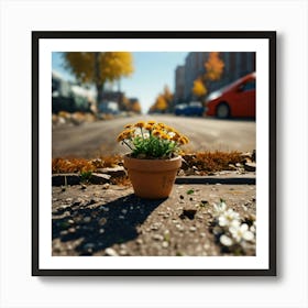 A Micro Tiny Clay Pot Full Of Dirt With A Beautifu Art Print