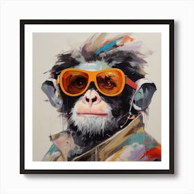 Monkey With Sunglasses - Painting Art Print