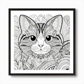 Cat Coloring Page 2 Art Print