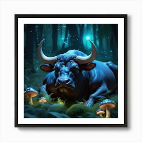 Bull In The Forest 21 Art Print