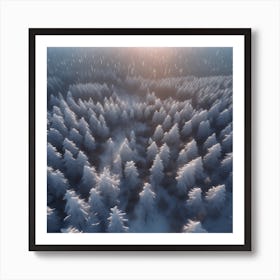 Winter Forest With Visible Horizon And Stars From Above Drone View Unreal Engine Greg Rutkowski (1) Art Print