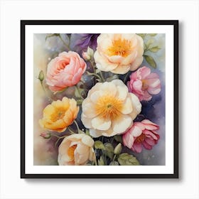 Watercolor Of Flowers Art Print