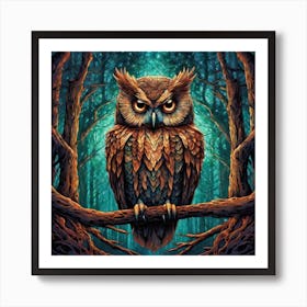 Owl In The Forest 39 Art Print