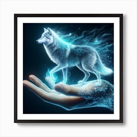 Holographic Wolf spirit Art Print