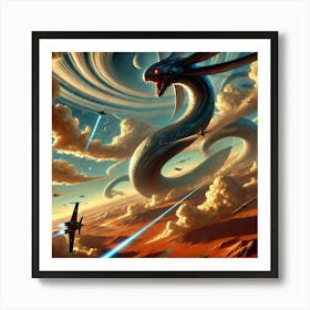 A Dynamic Aerial Scene Showing Zephyra, The Coloss Art Print