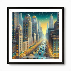 New York City At Night 2 Art Print