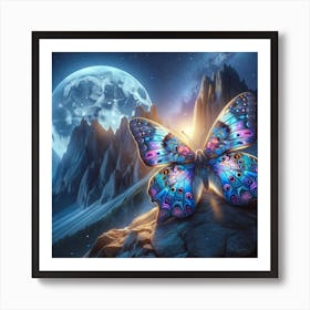 Butterfly On A Mountain Peak Art Print