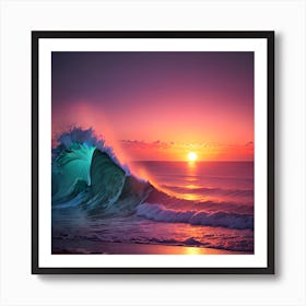 Sunset Ocean Wave Art Print