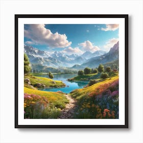 Peaceful Landscapes Ultra Hd Realistic Vivid Colors Highly Detailed Uhd Drawing Pen And Ink P (41) Art Print