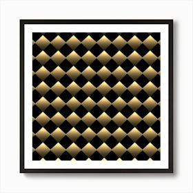 Golden Chess Board Background Art Print