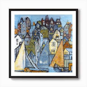 City ​​With Sails Square Art Print