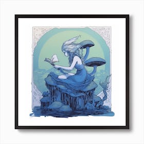 Fairy Sitting On A Mushroom Art Print