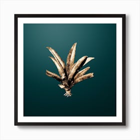 Gold Botanical Boat Lily on Dark Teal n.0477 Art Print