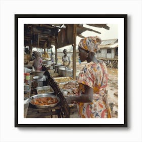 Woman Sells Food In A Market Art Print