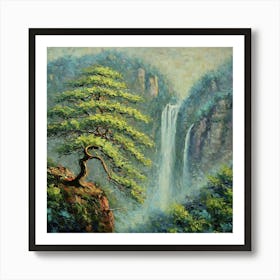 The Cliff of Heaven's Heart: A Misty Embrace Art Print