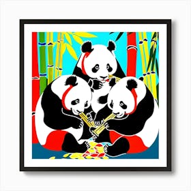 Three Panda Bears Art Print