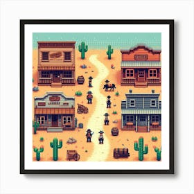 8-bit western town 1 Art Print