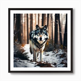 Wolf In The Woods 15 Art Print