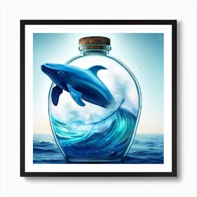 Dolphin In A Bottle Art Print