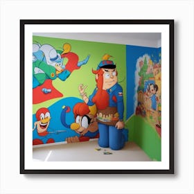 Cartoon Characters Mural Art Print