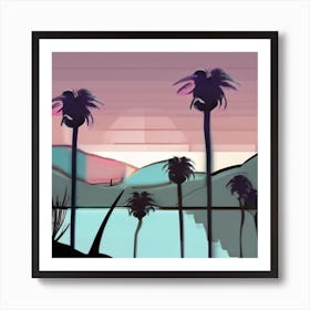 Palm Trees At Sunset 2 Art Print